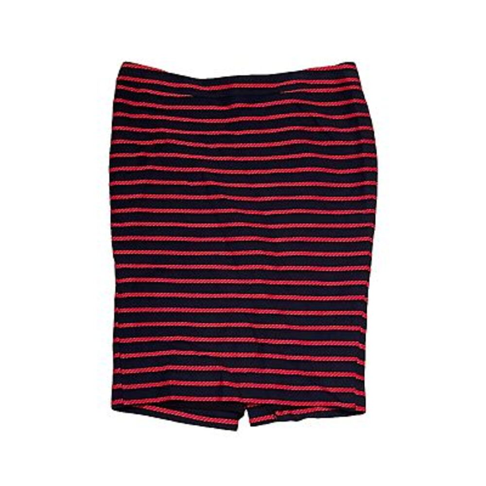 Ann Taylor Womens Pencil Skirt Plus Size 14 Black Red Striped Lined 33"‎ Waist